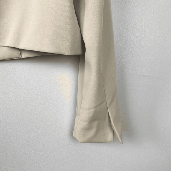 Avec Les Fill Beige Cropped Blazer Stretch Sand Office Single Button Size XL - Picture 6 of 9